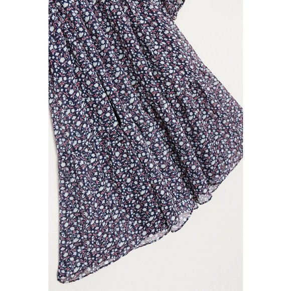 Madewell Tie Waist Midi Dress M Harvest Vine Floral Navy Blue Surplice Neck $148 - Picture 9 of 15